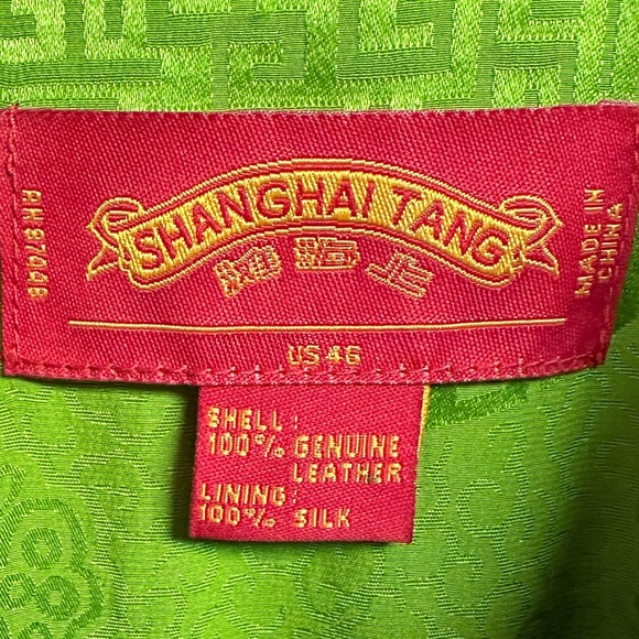 Vintage SHANGHAI TANG Men's/Unisex US 46 Black Leather Jacket Coat EXCELLENT - Picture 12 of 14